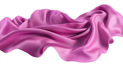 Wall Mural - Pink silk fabric, Wave of satin fabric isolated on plain white background