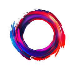 Poster - Dynamic circle of vivid, swirling paint strokes, suitable for framing text or images against a transparent backdrop