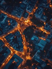 Wall Mural - City at Night Aerial View