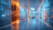 © Almahyra - Futuristic server room with glowing digital data.