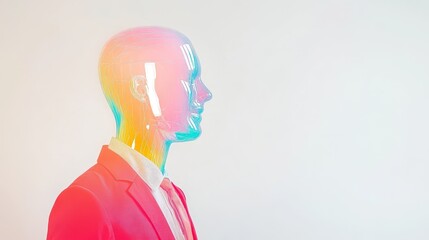 Wall Mural - vibrant glass humanoid with futuristic design and reflections