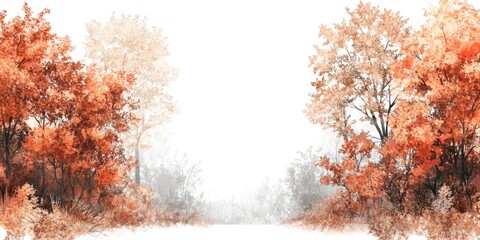 Wall Mural - winter forest with snowy trees