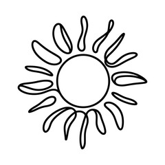 Wall Mural - linear sun icon. black and white image of a hand-drawn sun. vector illustration