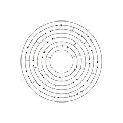 Wall Mural - Circuit radial board line microchip, software. Integrated motherboard, connections. Innovative Electronic Network. Technology background, design elements Round shape consisting of dots and lines