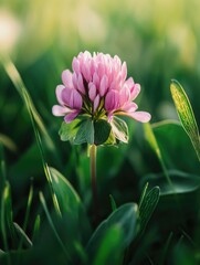 Wall Mural - Pink flower in field