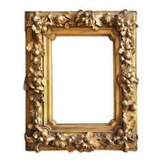 Wall Mural - Golden ornate frame with transparent background, isolating intricate details, perfect for showcasing artwork or adding a touch of elegance