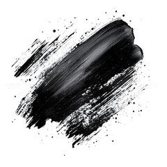 Leinwandbilder - Bold black paint brush stroke brings depth and originality to a clear backdrop, highlighting artistic smudges in an intriguing design feature