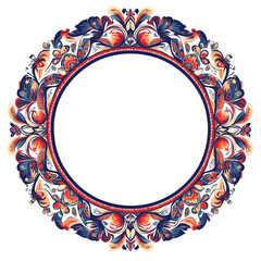 Poster - Round floral frame with vibrant colors, perfect for adding an elegant touch to any design project, with a clear background
