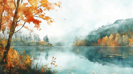 Wall Mural - Lake surrounded by trees