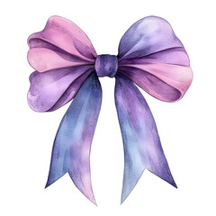 Aufkleber - Elegant hand-drawn watercolor illustration of a stunning purple bow, ideal for enhancing designs, with a transparent background