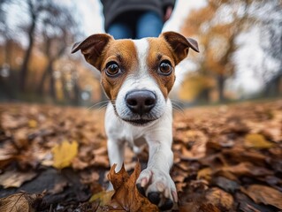 Sticker - Dog on Leaf Pile