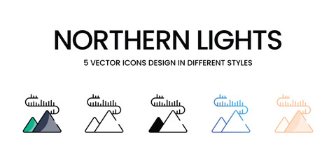 Wall Mural - Northern Lights icons different stock vector illustration