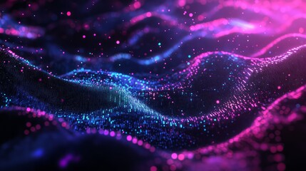 Wall Mural - abstract futuristic 3d rendering of big data technology network with connected nodes, visualizing a 