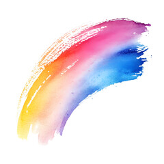 Aufkleber - Colorful watercolor brush stroke painting with gradient hues, set against a clear background