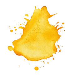Leinwandbilder - Bright yellow watercolor splash generating a textured and artistic impact, set against a clear background