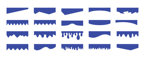 Wall Mural - Separators shapes for website presentation set. Curve Lines, Wave, Drops and triangular dividers for Top or Bottom Page. Frame of header