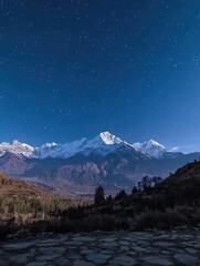 Wall Mural - Mountain range at night
