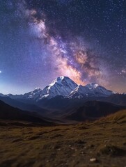 Wall Mural - mountain landscape with milky way