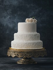 Wall Mural - Tiered wedding cake with gold stand