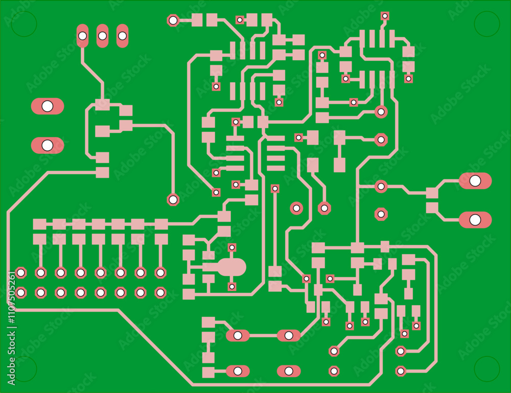Chip Pcb Rails Drawing Tracing conductors of printed circuit board of electronic device ...