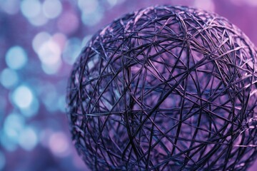 Poster - Black Wire Ball on Purple Background