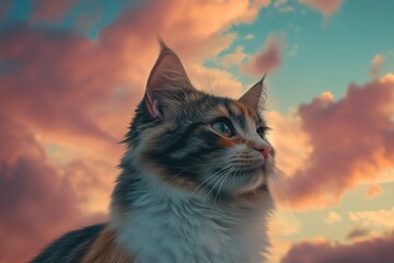 Canvas Print - Cat by Cloudy Sky