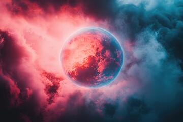 Wall Mural - Red Blue Planet Cloudy Atmosphere