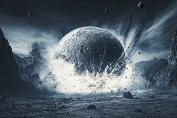 Wall Mural - Alien world with large planet