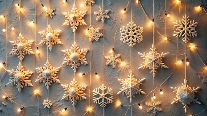 Wall Mural - Festive Snowflakes and Twinkling Lights Display