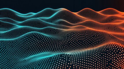 Poster - Abstract representation of waves using dots in blue and orange hues, suggesting data visualization.
