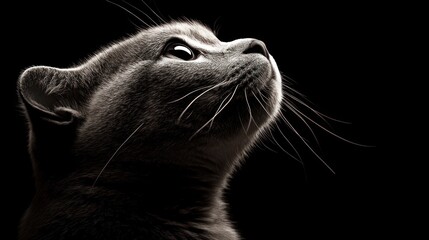 Poster - A close-up profile of a cat against a dark background, highlighting its features and expression.