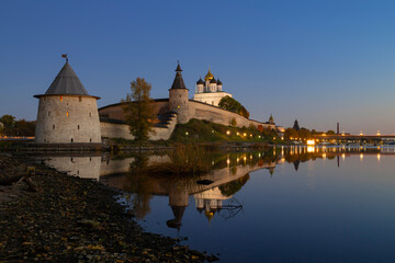 Wall Mural - View of the Pskov Kremlin on an October evening. Pskov, Russia