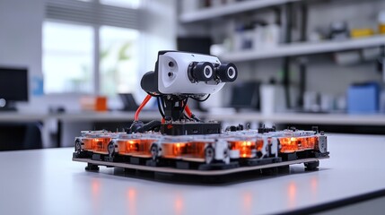 Wall Mural - autonomous laboratory robots performing tasks and experiments with precision