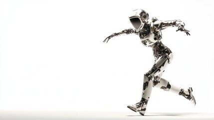 Fototapete - A futuristic robot figure in motion, showcasing advanced design and technology.