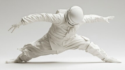 Leinwandbilder - A figure in a white spacesuit striking a dynamic pose against a neutral background.