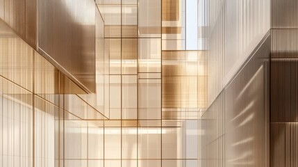 Leinwandbilder - Abstract architectural design with transparent and reflective surfaces creating a modern space.