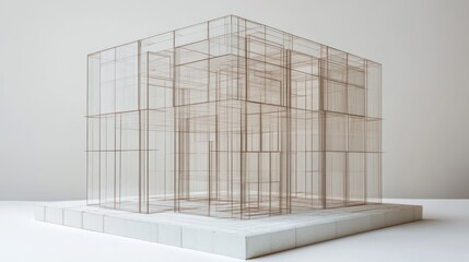 Poster - A transparent wireframe structure representing modern architectural design concepts.