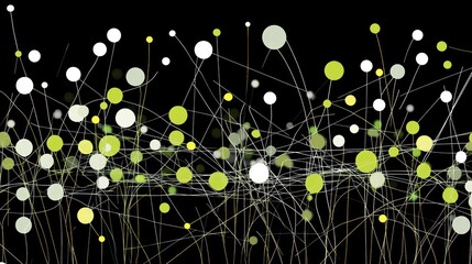 Fototapete - Abstract visual of interconnected lines and circles, suggesting a network or growth pattern.