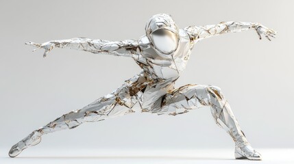 Leinwandbilder - A stylized, abstract figure in a dynamic pose, showcasing a futuristic design.