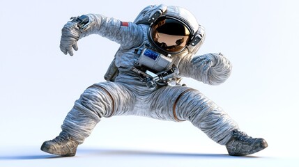 Aufkleber - A stylized astronaut in a dynamic pose, showcasing space exploration and adventure.