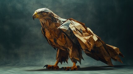 Leinwandbilder - A detailed origami representation of a hawk, showcasing artistic craftsmanship.