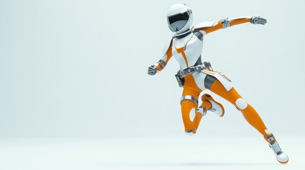 Fototapete - A futuristic humanoid robot in motion, showcasing advanced design and technology.