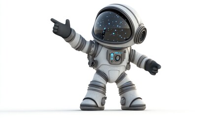 Poster - A cheerful cartoon astronaut pointing, surrounded by a starry background.