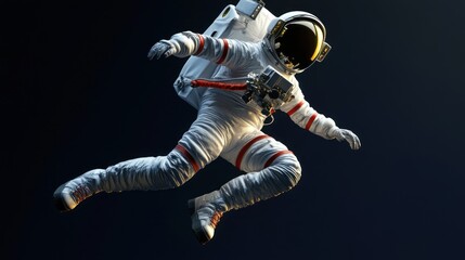 Poster - An astronaut in a space suit floating in a dark environment.