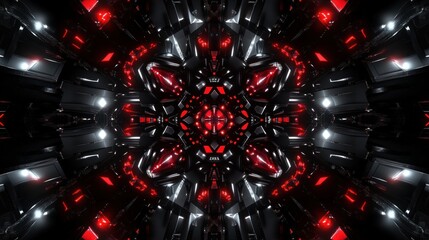 Aufkleber - A symmetrical, futuristic design featuring red and black elements with a high-tech aesthetic.