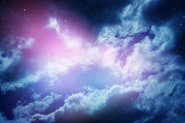 Wall Mural - night sky and clouds with stars.