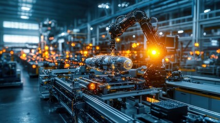 Aufkleber - Futuristic aerospace manufacturing a high-tech showcase of innovation in an industrial zone environment