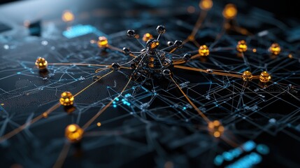 Aufkleber - Optimized supply chain mapping digital network visual data representation tech innovation close-up view efficiency concept