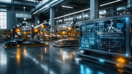 Poster - Robotic automation in manufacturing showcasing innovative technology and its impact on modern industrial facilities