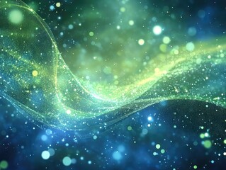 Wall Mural - Blue and Green Abstract Background with Stars